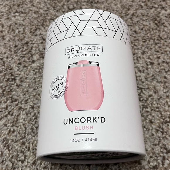 BrüMate Uncork’d 14oz Wine Tumbler Blush Pink | BevLock Lid | NIB - Picture 2 of 4